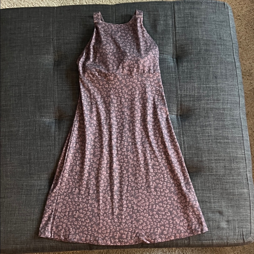 Patagonia Pink Leaf Pattern Midi Dress